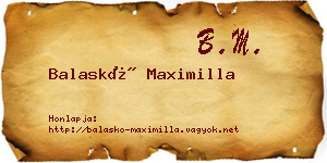Balaskó Maximilla névjegykártya
